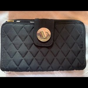 Vera Bradley turn lock wallet in classic black